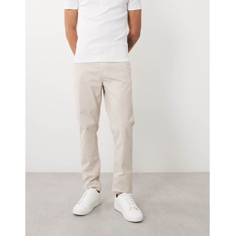 ASOS DESIGN skinny chinos in stone-Neutral