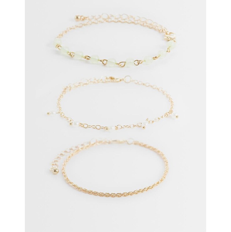 ONLY 3-pack charms bracelets in gold