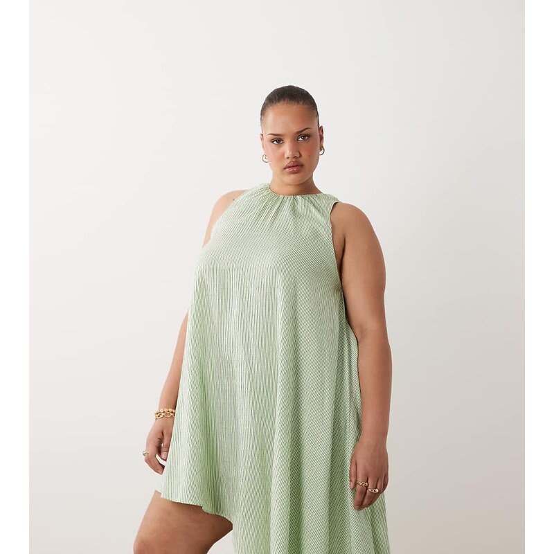 ASOS Curve ASOS DESIGN Curve asymmetric hem volume mini dress in