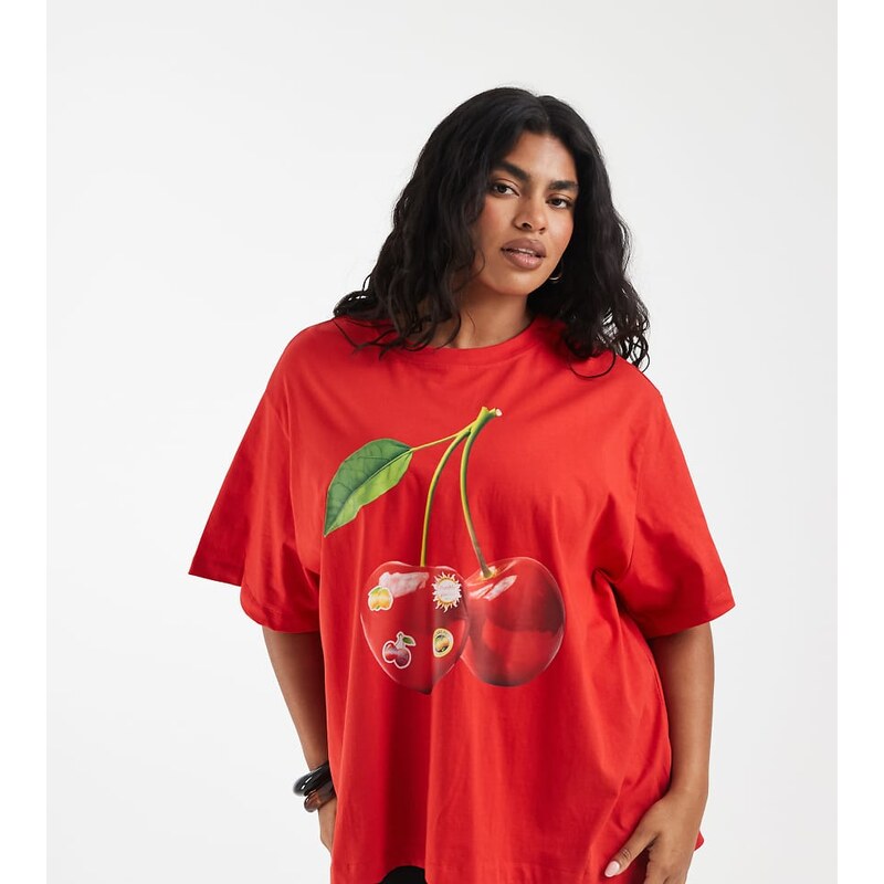 ASOS Curve ASOS DESIGN Curve oversized T-shirt with cherry