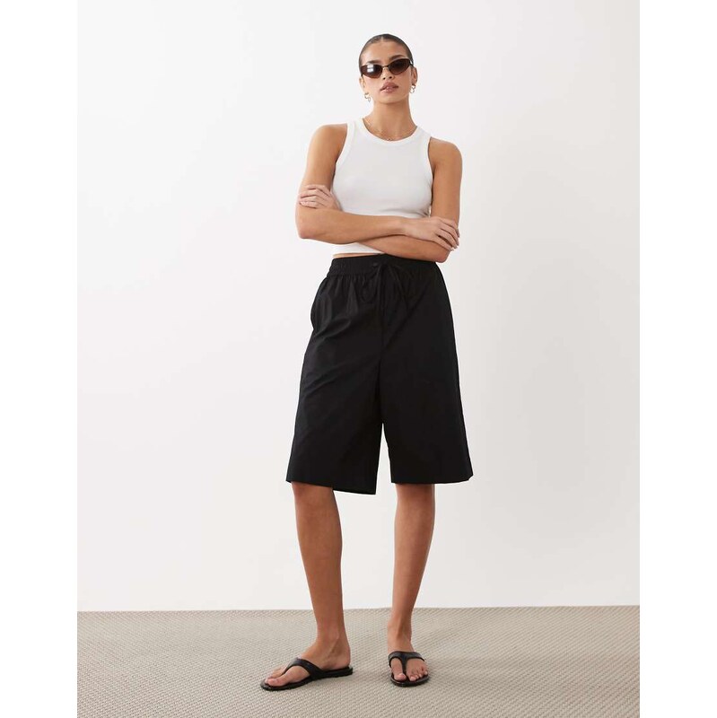 ASOS DESIGN longline shorts in black