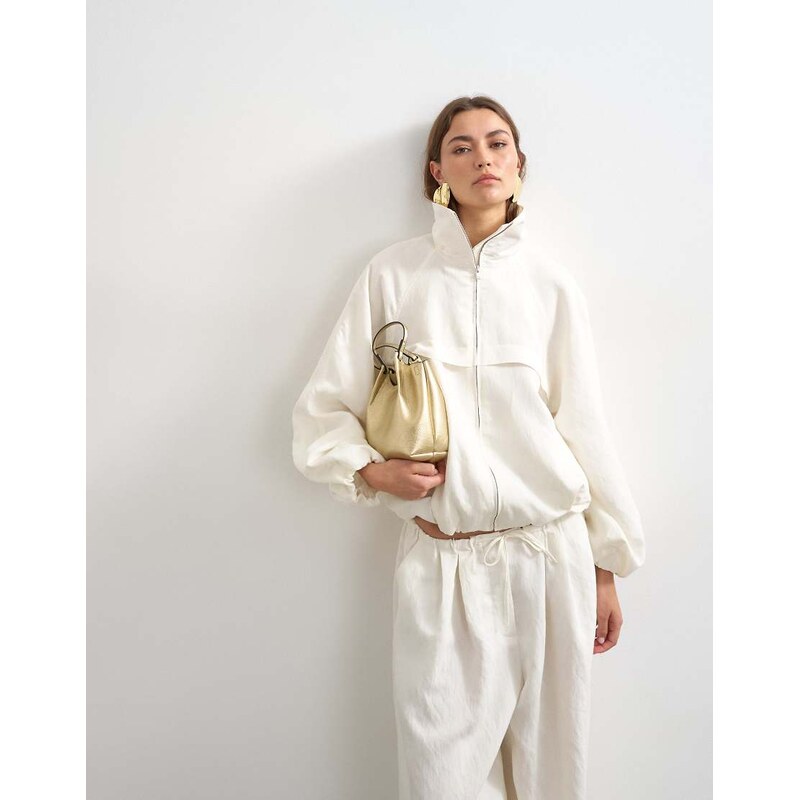 Topshop co ord modal jacket in ecru-White