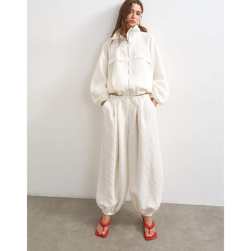 Topshop co ord modal balloon trouser in ecru-White