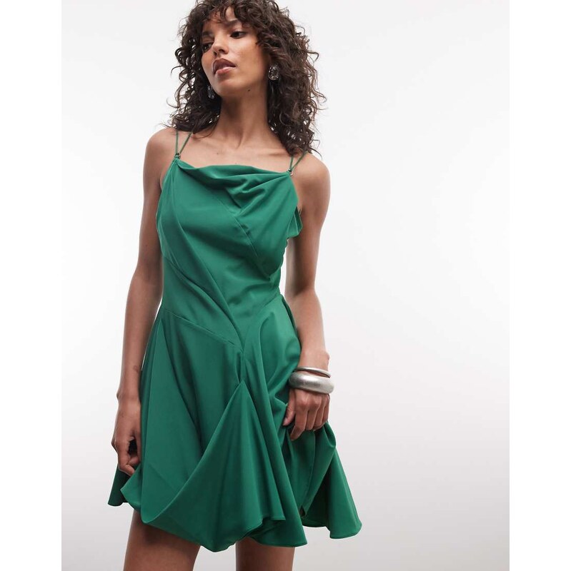 AllSaints Claire sleeveless cowl neck gathered mini dress in