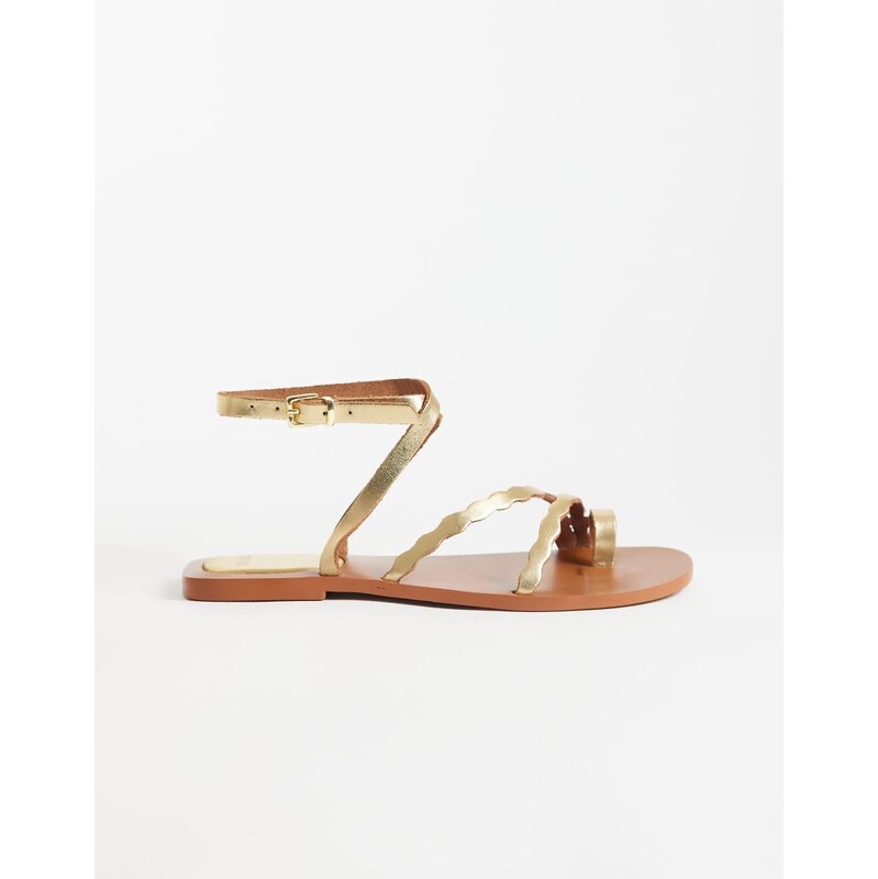 Mango Teen strappy flat sandal in gold