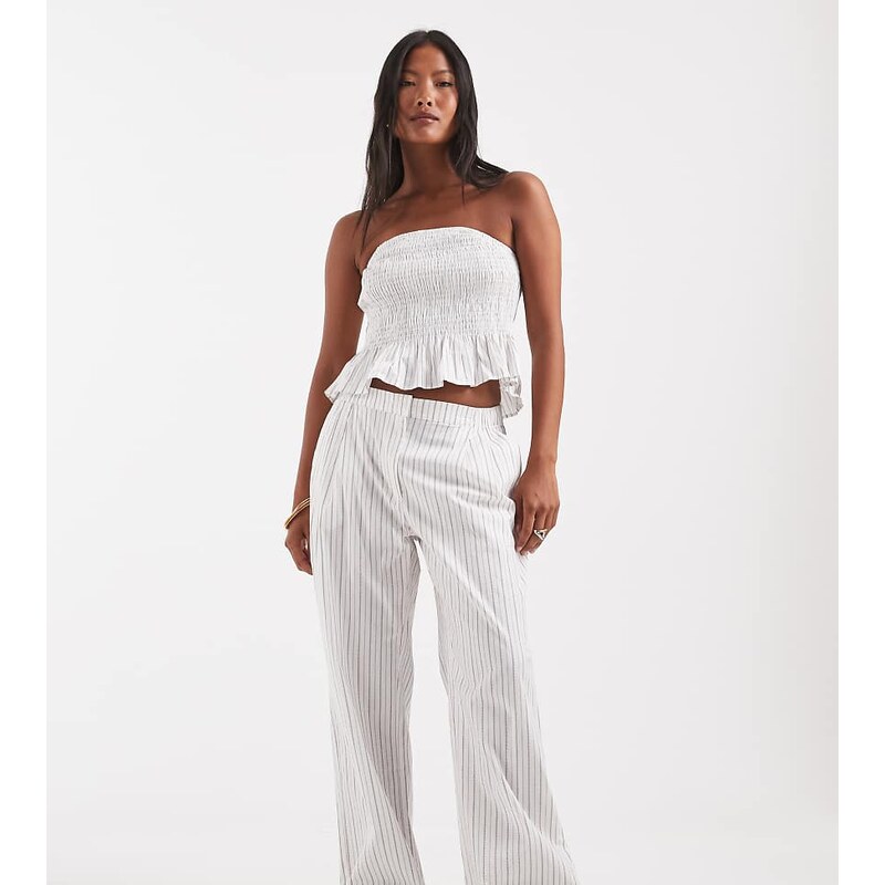 Vero Moda Petite poplin wide leg pull on trouser co-ord in white