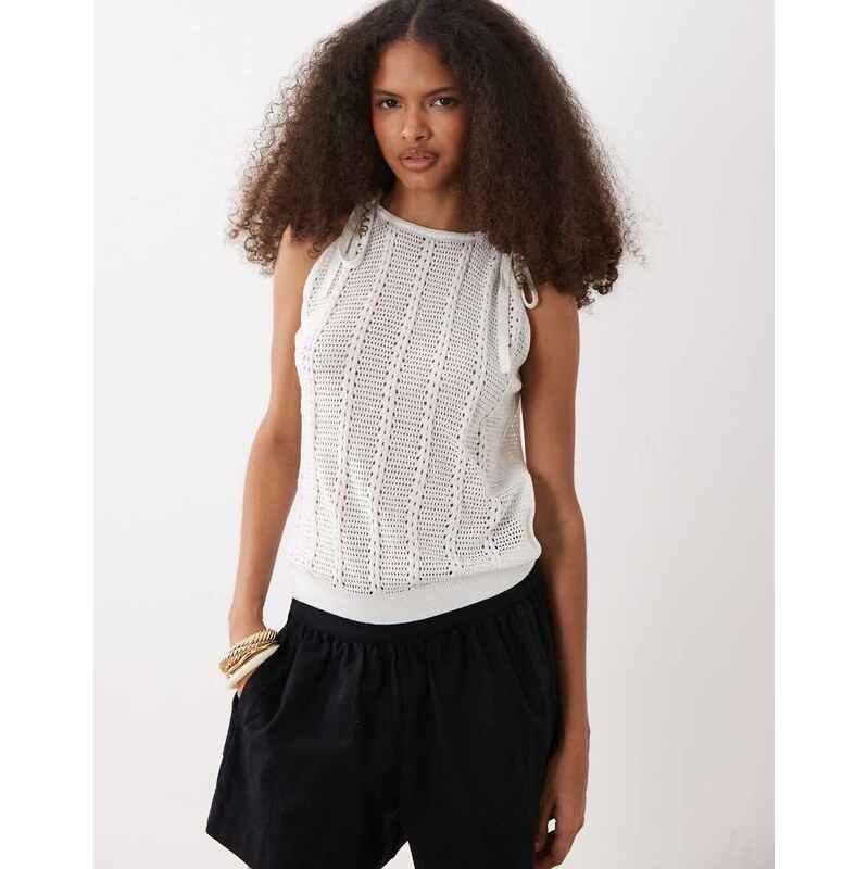 Vero Moda sleeveless ruched detail jersey maxi dress in white