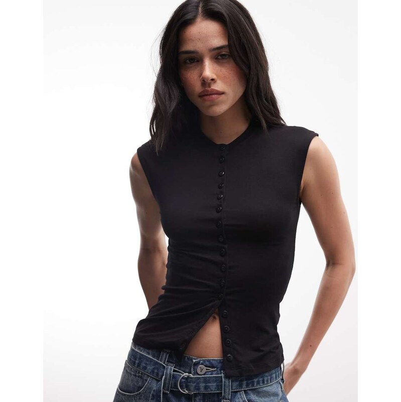 Weekday button front top in black