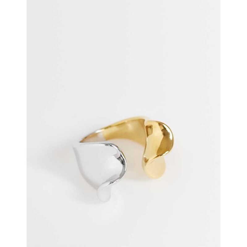 Topshop Rush waterproof stainless steel molten ring in silver