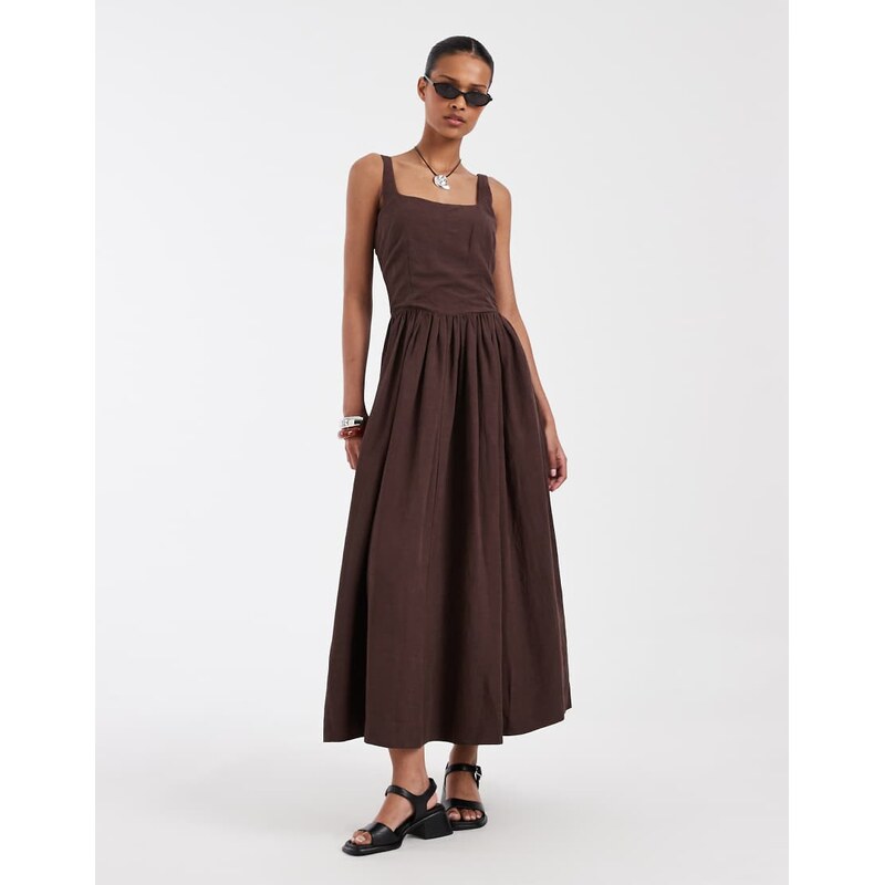 & Other Stories corset detail midi dress with puff skirt in