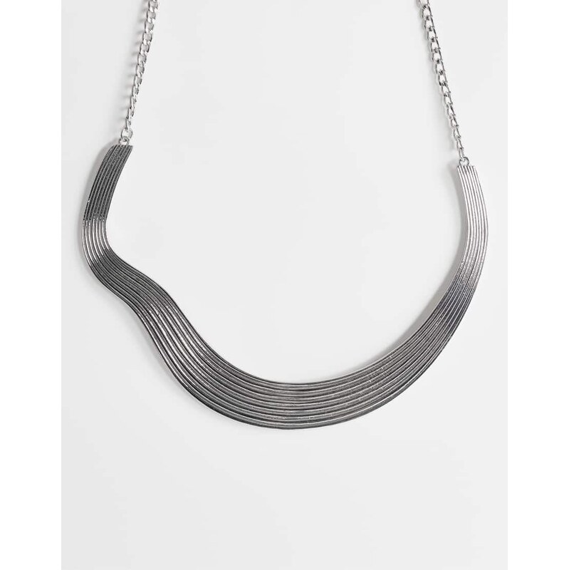 Topshop Miles statement choker necklace in silver
