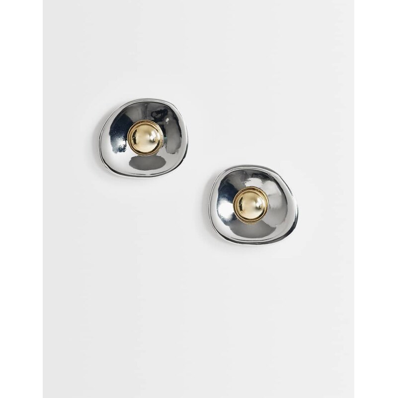 Topshop Cece statement round stud earrings in silver tone