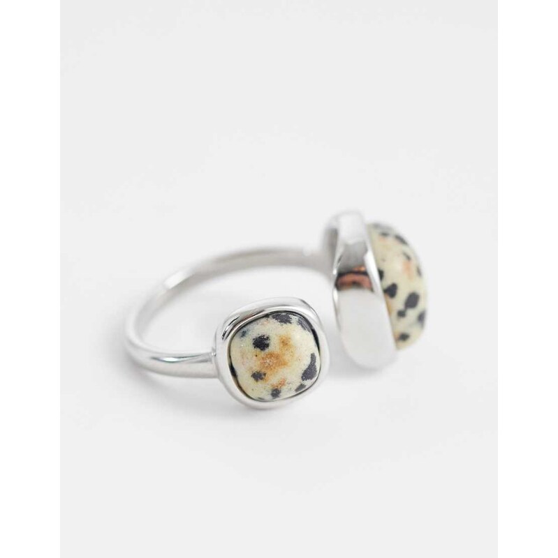 ASOS DESIGN stainless steel wrap-around ring with semi-precious