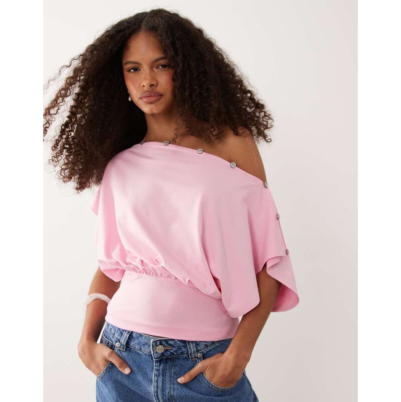 ASOS DESIGN multiway button top in pastel pink