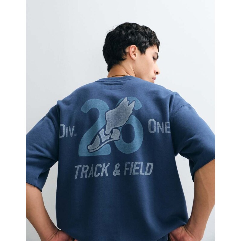 Hollister sport back graphic oversized t-shirt in blue
