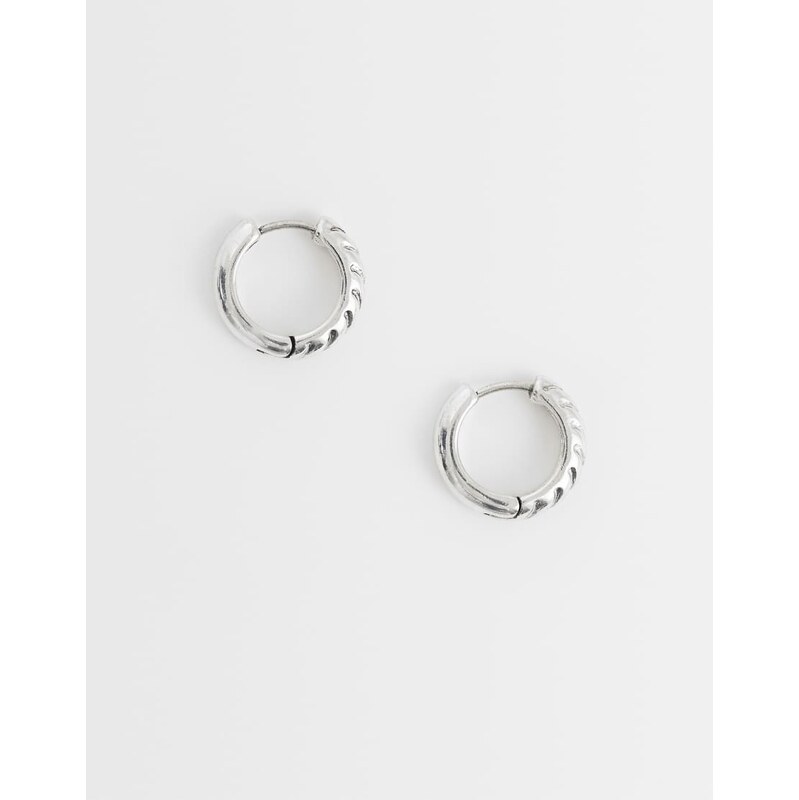 ASOS DESIGN waterproof stainless steel twisted groove hoop