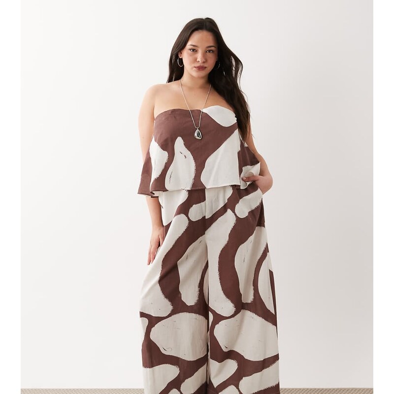 ASOS Curve ASOS DESIGN Curve bandeau double layer jumpsuit in