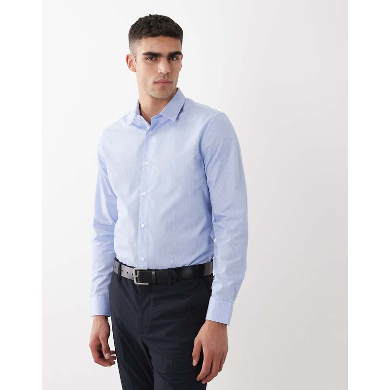 ASOS DESIGN slim stripe shirt in blue