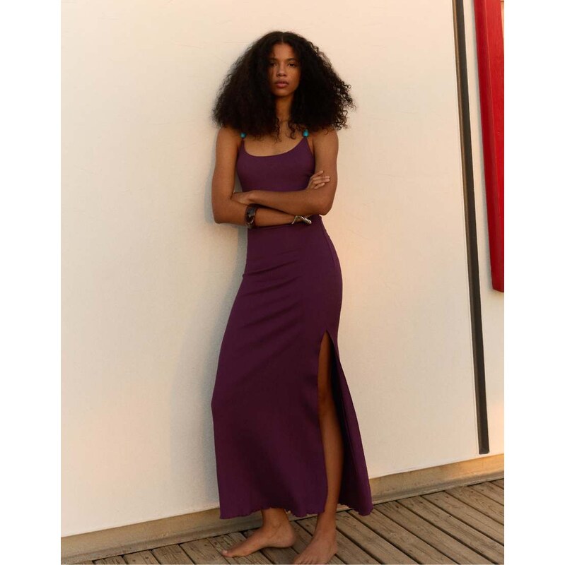 Bershka Rustic strappy midi dress in purple
