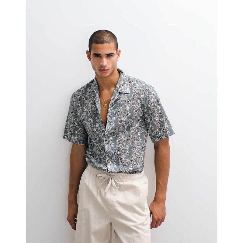 Mango retro floral shirt in mint green