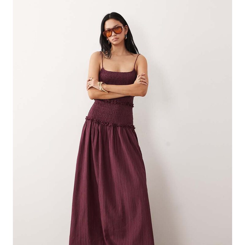 ASOS Tall ASOS DESIGN Tall crinkle maxi dress with shirred
