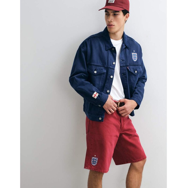 Levis England 478 baggy denim co-ord shorts in red wash