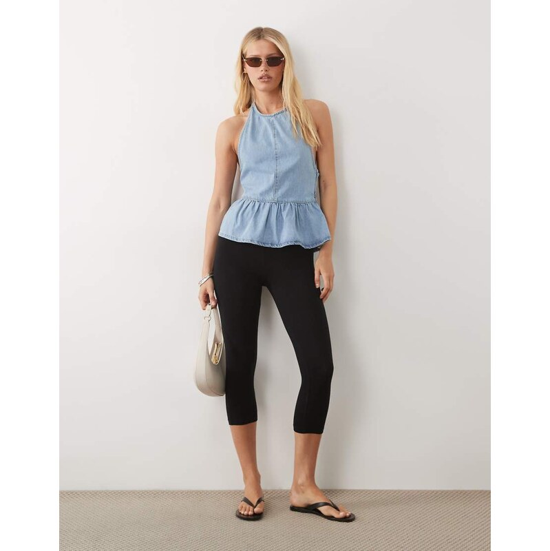 ASOS DESIGN high neck peplum top-Blue