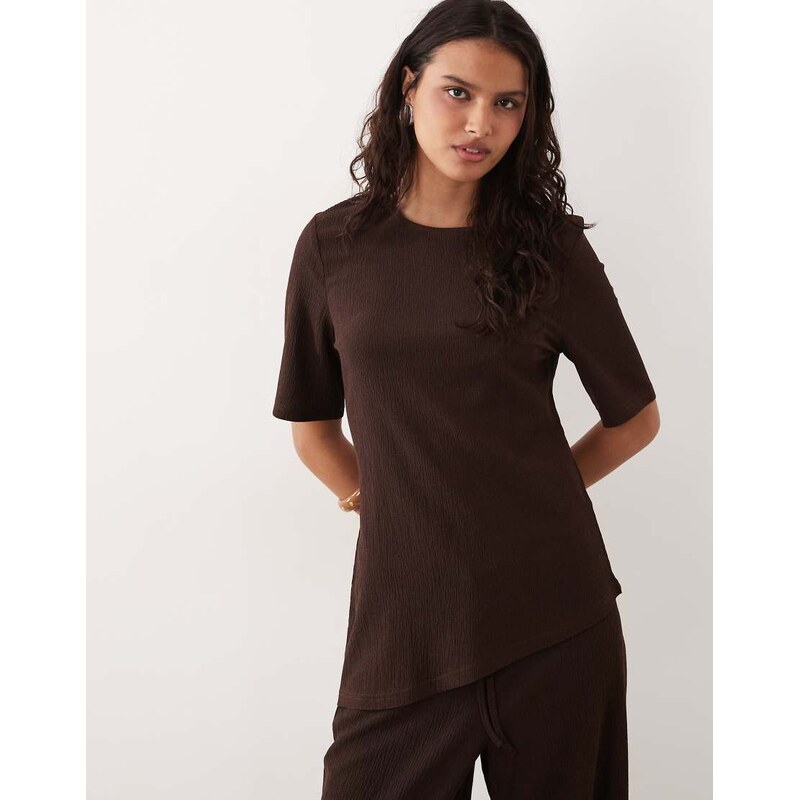 JDY asymmetric top co-ord in chocolate brown