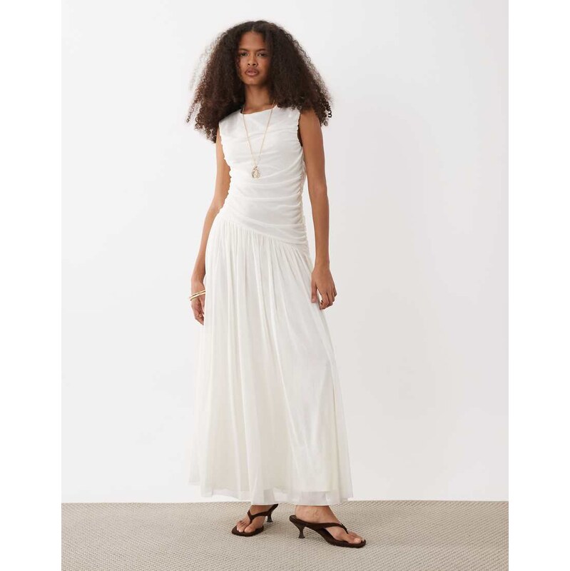 Vero Moda sleeveless ruched detail maxi dress with asymmetric