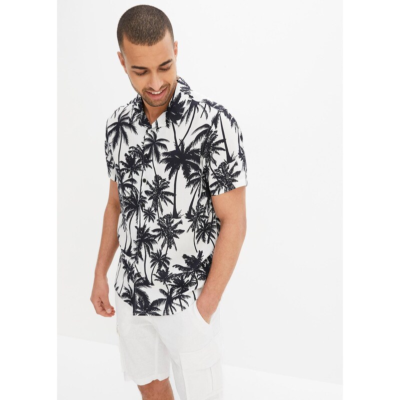 bonprix Košile s krátkým rukávem, Slim Fit, z viskózy bílá Muž