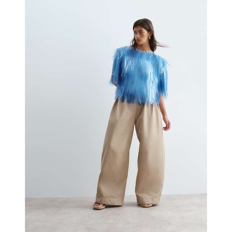 ARRANGE Wylder tailored high waist wide leg trouser in stone