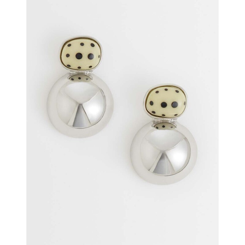 ASOS DESIGN stud earrings with double-drop and faux dalmatian