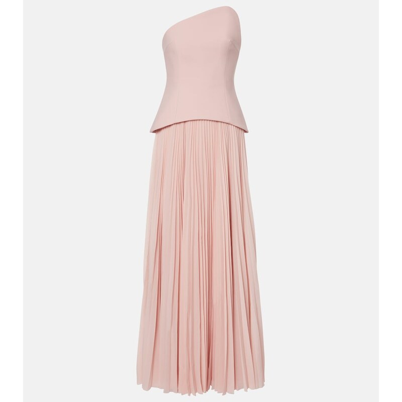 Solace London Britt pleated strapless gown