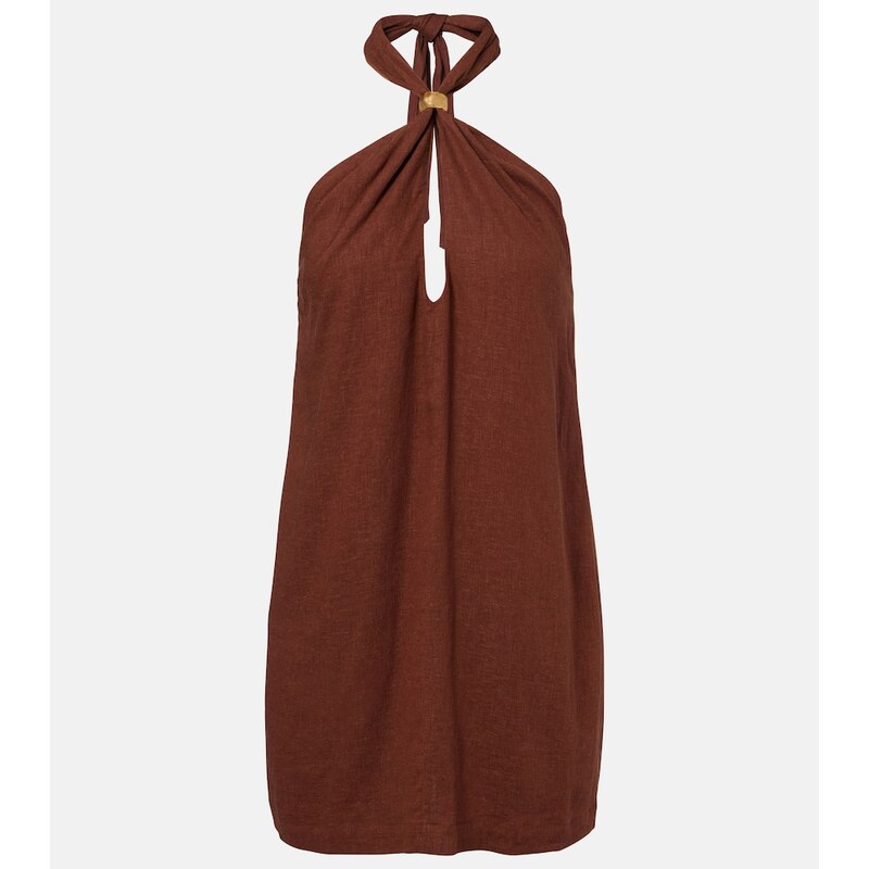 ViX Paula Hermanny Astera halterneck linen-blend minidress