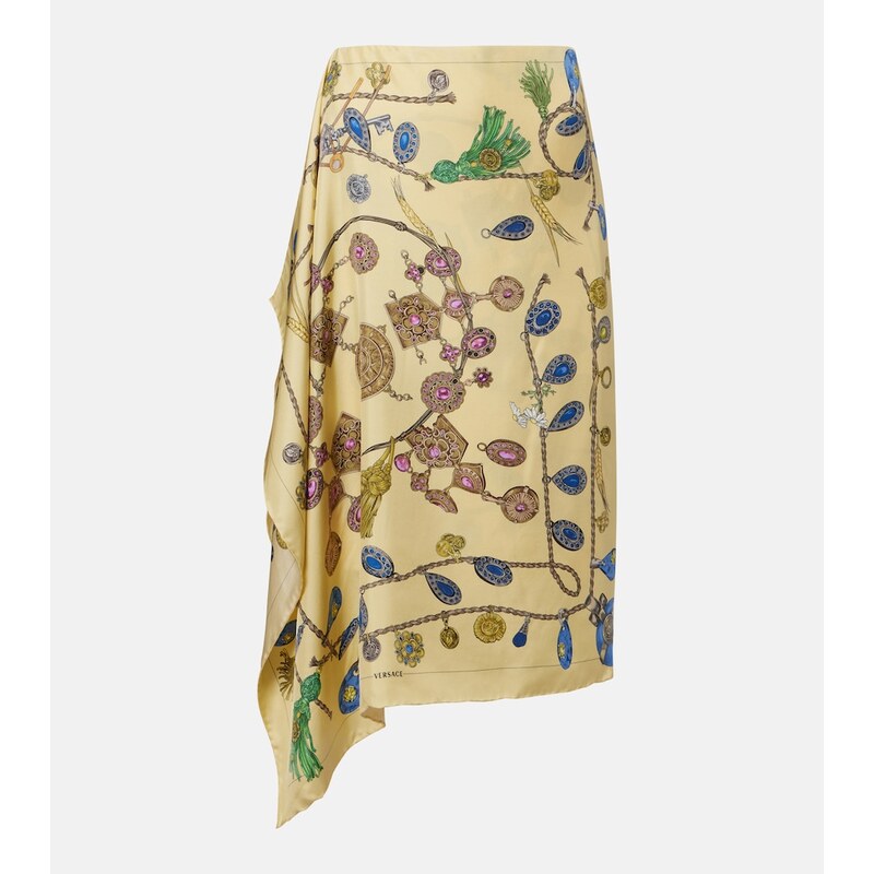 Versace Printed silk twill wrap skirt