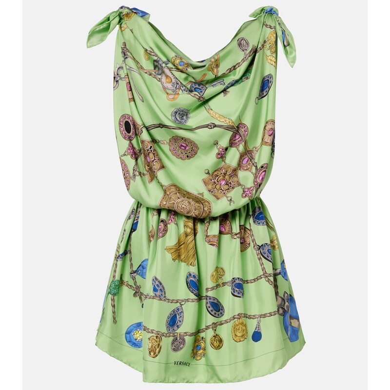 Versace Printed silk twill minidress