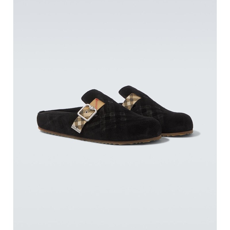 Burberry Urchin kůže pantofle pro muže v barvě Black/Grizzly