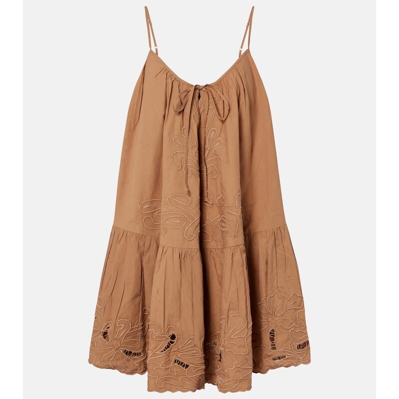 Juliet Dunn Embroidered cotton minidress