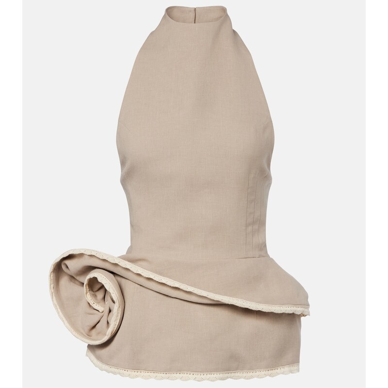 Magda Butrym Peplum floral-appliquÃ linen top