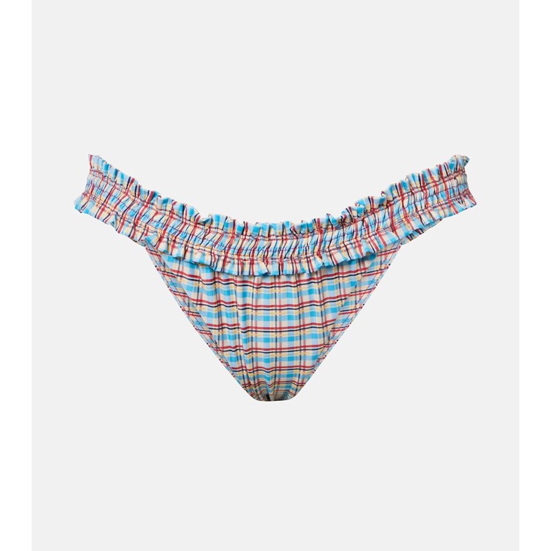 Faithfull Esterel checked ruffled bikini bottoms