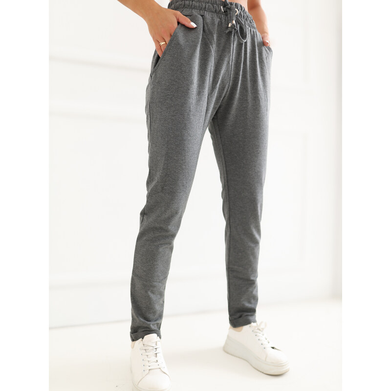 BASIC Dámské tmavě šedé tepláky --dark gray Šedá