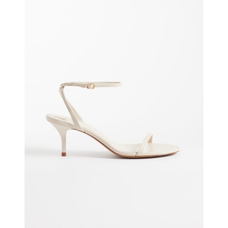Mango minimal ankle tie heeled sandal in white