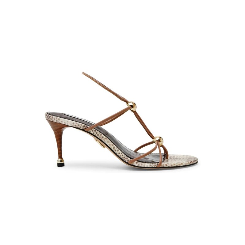 Steve Madden Ramos heeled sandal with gold embellishment in