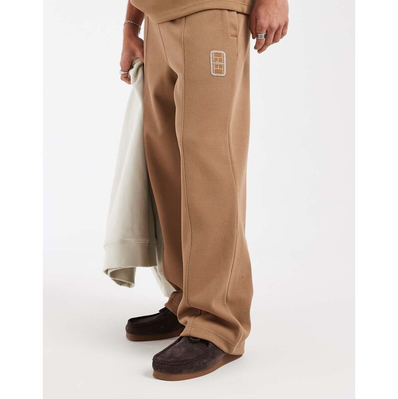 Lacoste co-ord loose fit drawstring logo joggers in brown