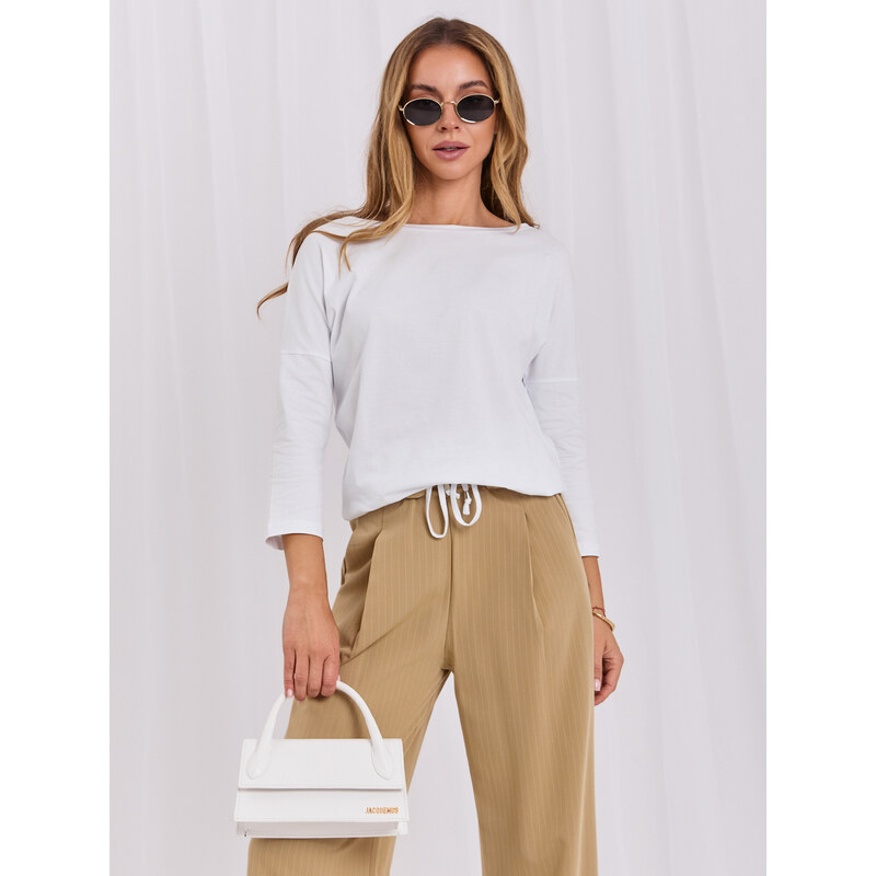 BASIC Dámské bílé tričko na utažení v pase RV-BZ-4691.41P-white
