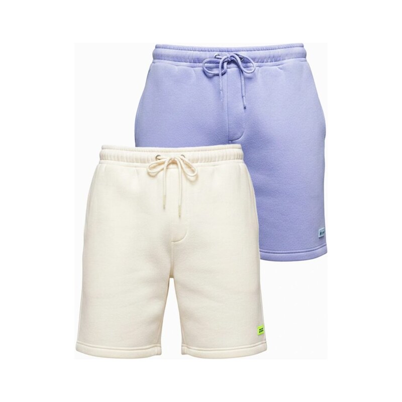 Ombre Clothing Sada unisex šortek s logem krémová/fialová V1