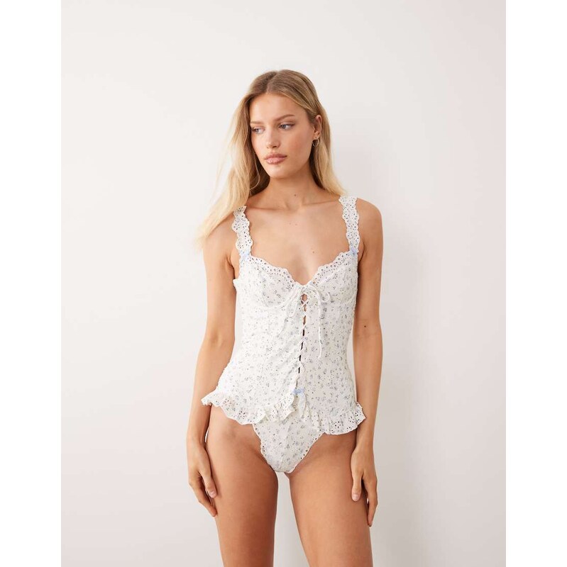 For Love & Lemons Daisy frill detail one piece swimsuit in
