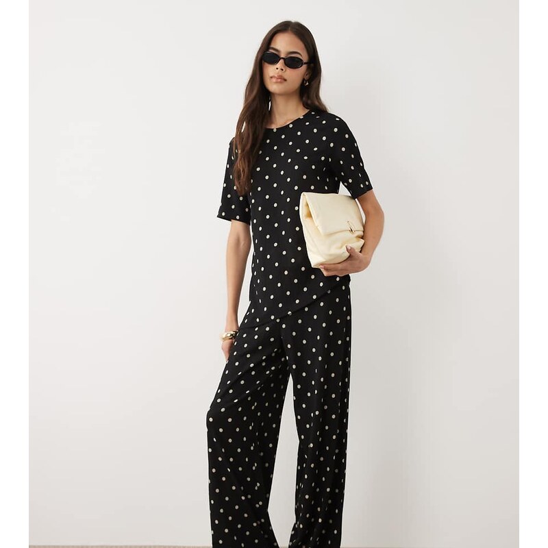 JDY Tall loose trousers co-ord in black polka dot