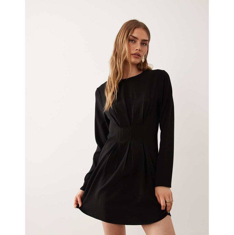 ASOS DESIGN nipped in waist dress long sleeve mini dress in