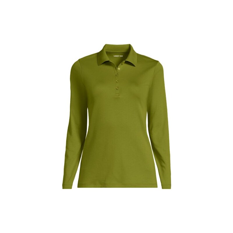 Long Sleeve Supima Cotton Polo Shirt, Women, size: 2X, plus,